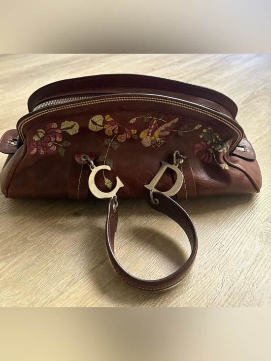 Dior Handbags - Leather Dior Vintage Handbag Stitch Floral Design